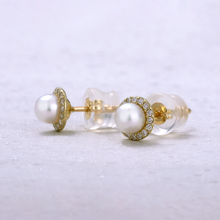 画像をギャラリービューアに読み込む, K18アコヤベビーパールピアス(4.0㎜)