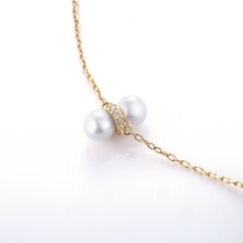 画像をギャラリービューアに読み込む, K18アコヤ本真珠&ダイヤモンドブレスレット(4.0㎜)
