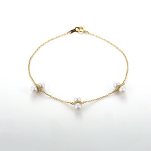 画像をギャラリービューアに読み込む, K18アコヤ本真珠&ダイヤモンドブレスレット(4.0㎜)